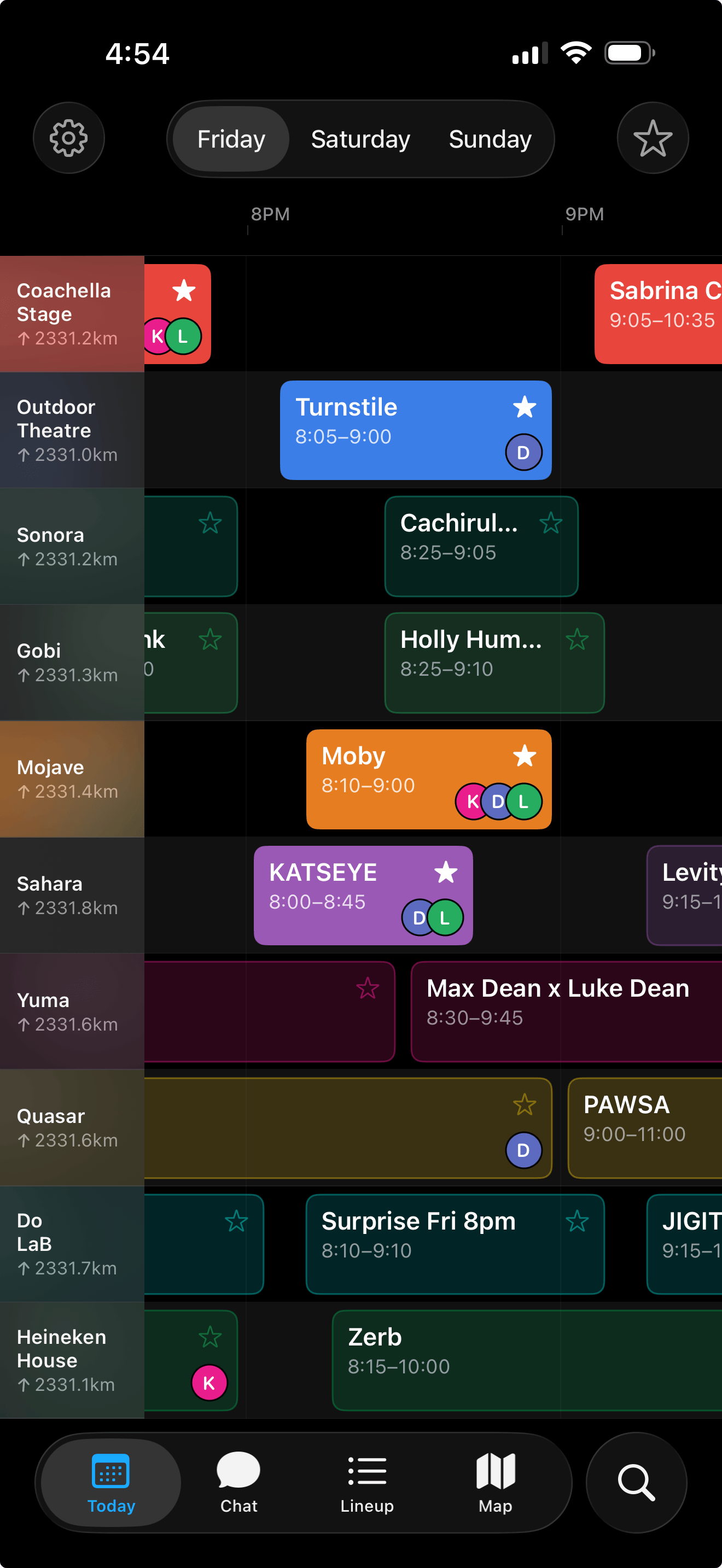 FestiView timeline